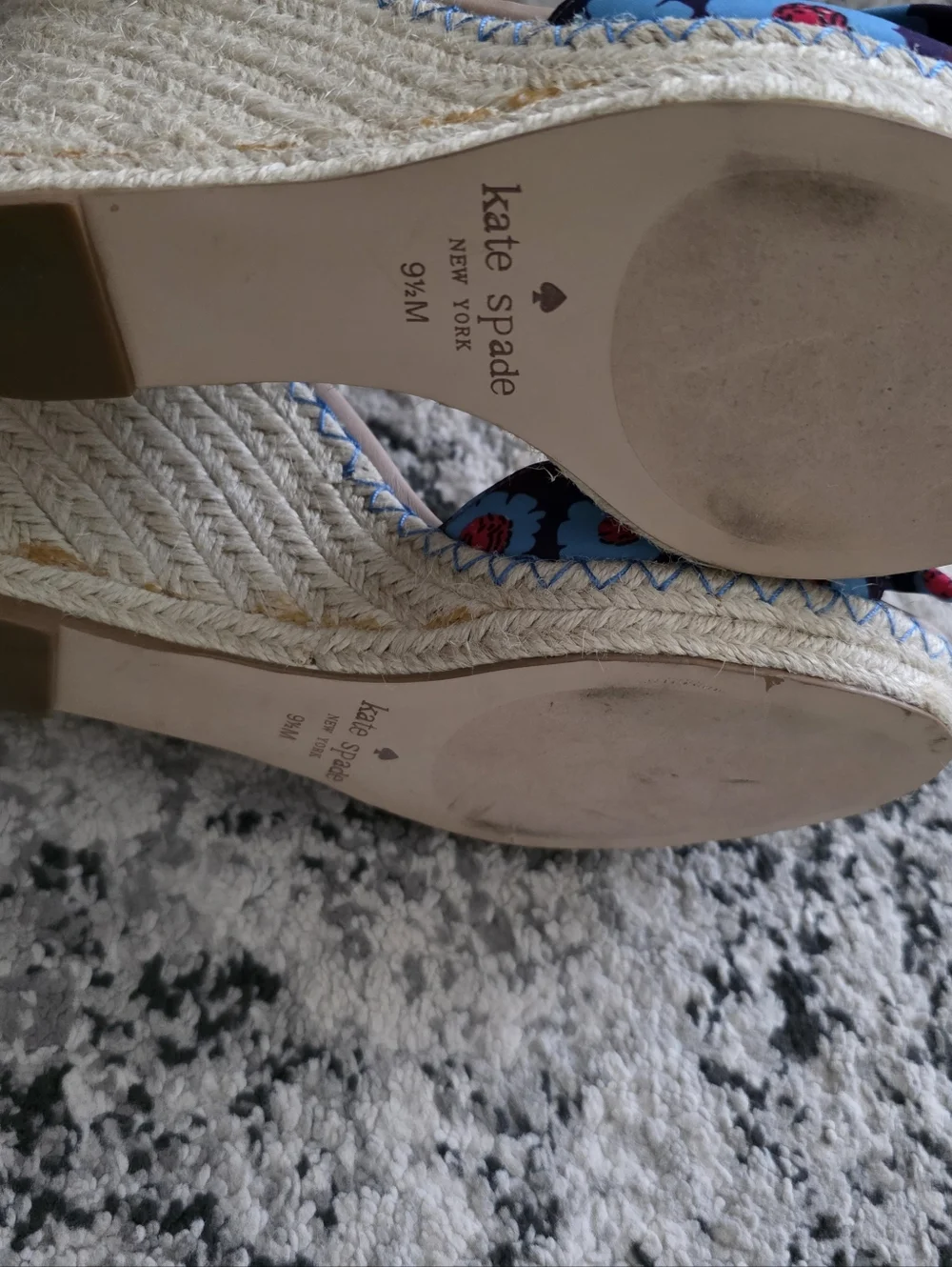 Kate Spade Jane Floral Bow Espadrille Wedge Sandals Womns 9.5 Preppy Chic Spring